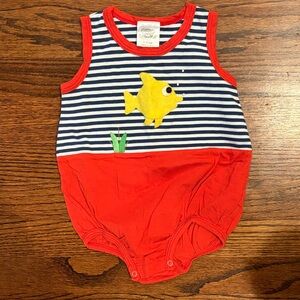 Victoria K Red and Blue Striped Romper